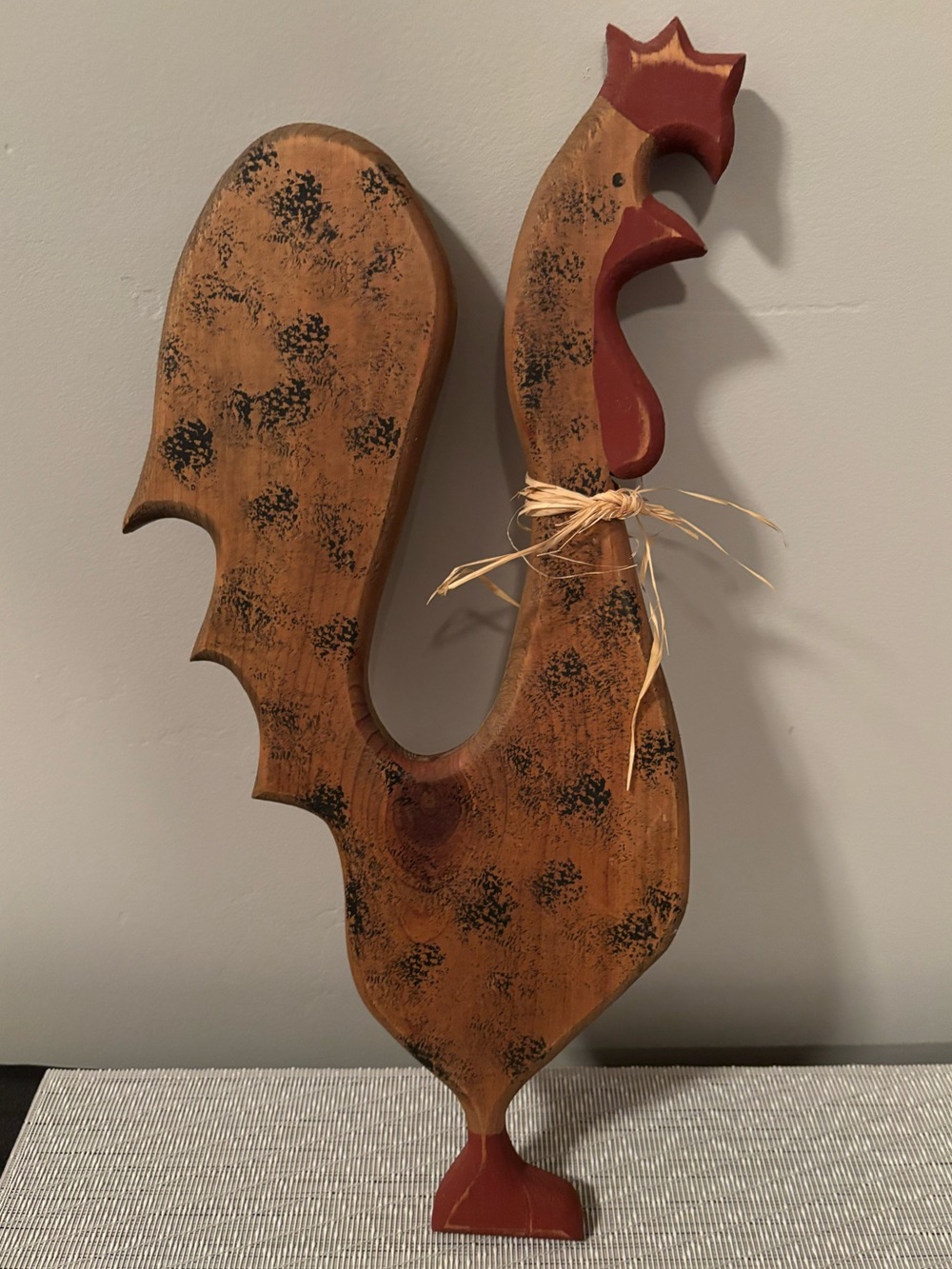 Vintage Rustic Chicken/Rooster Wood Carved Sculpture Decor Farmhouse Owl Creek
